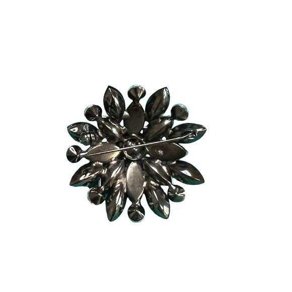 Vintage Runway Statement Jet Black Clear Rhinestone Maltese Cross Brooch Pin - Picture 2 of 7